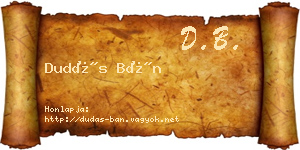 Dudás Bán névjegykártya